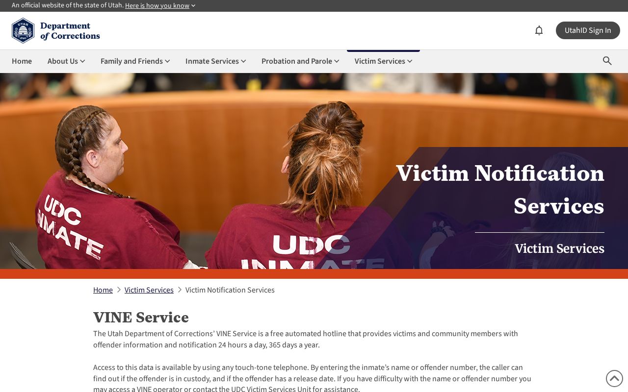 Utah VINE custody alerts for Wasatch County booking status