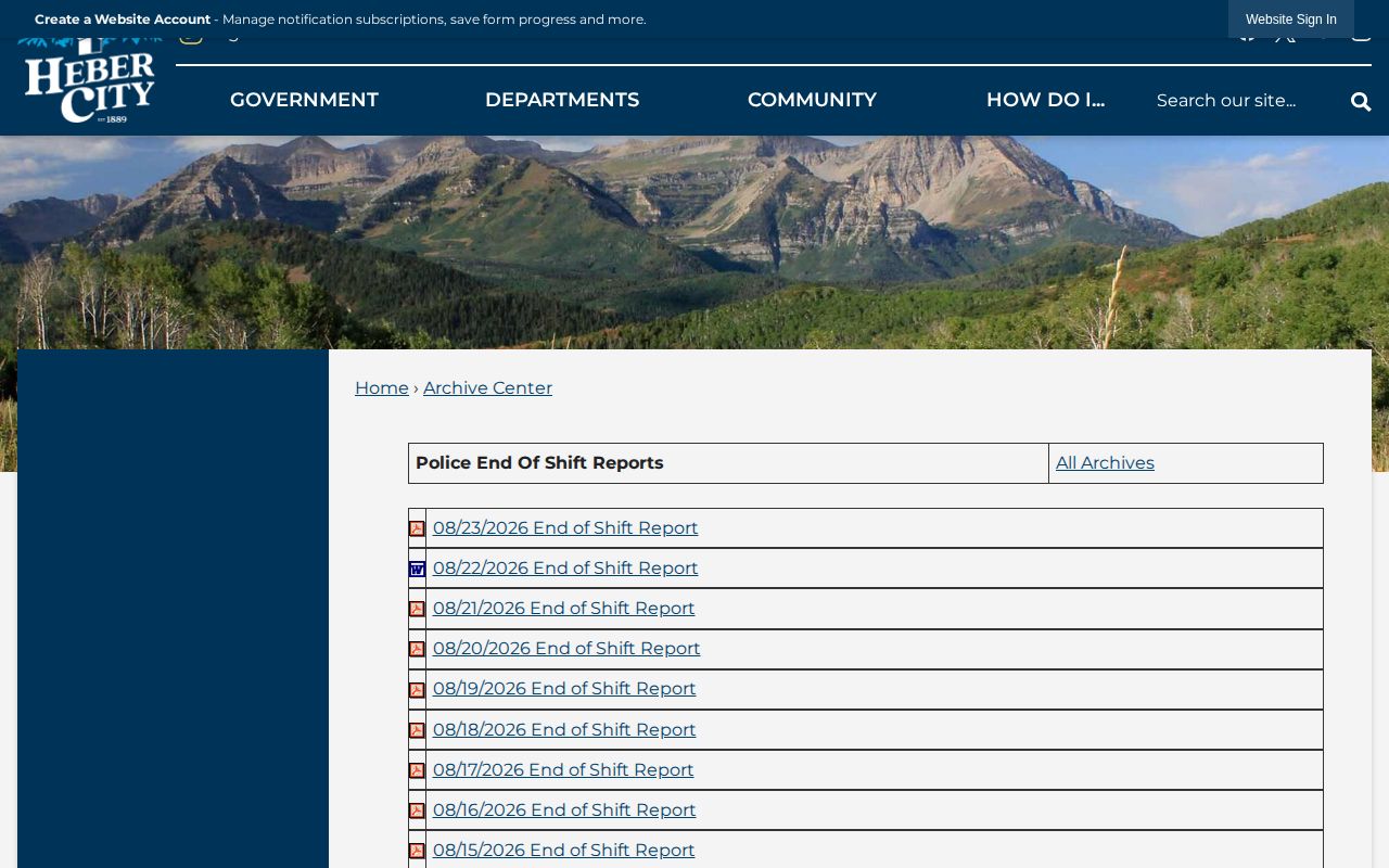 Heber City Police End Of Shift incident archive for Wasatch County arrest news context
